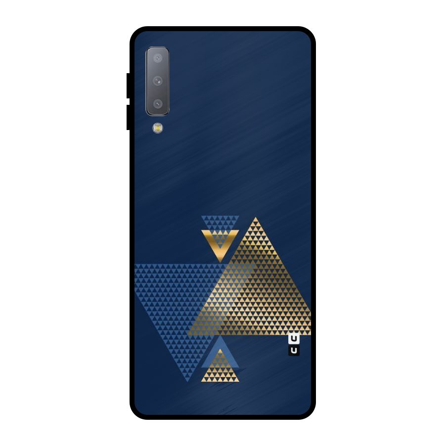 Blue Gold Triangles Metal Back Case for Galaxy A7 (2018)
