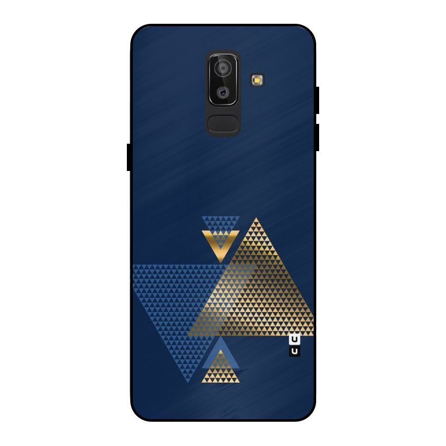 Blue Gold Triangles Metal Back Case for Galaxy J8