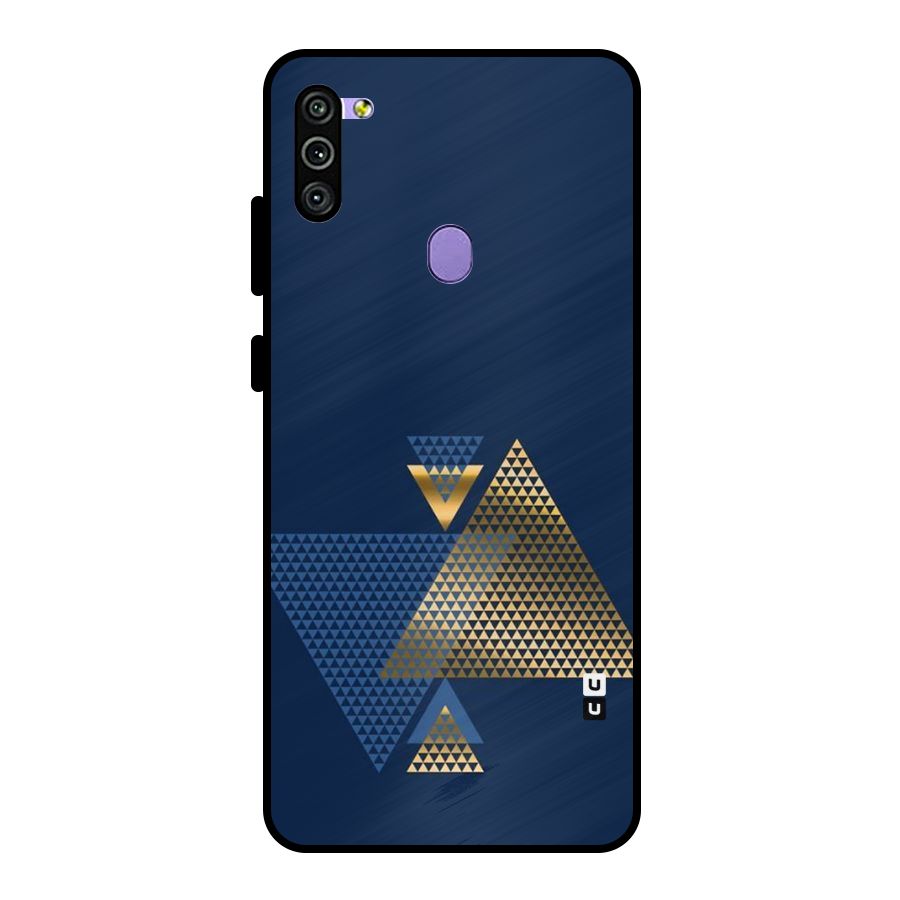 Blue Gold Triangles Metal Back Case for Galaxy M11