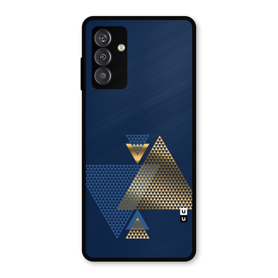 Blue Gold Triangles Metal Back Case for Galaxy M14 5G