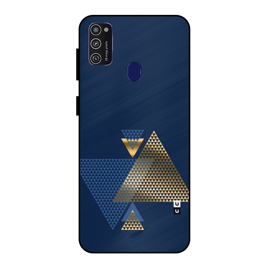 Blue Gold Triangles Metal Back Case for Galaxy M30s