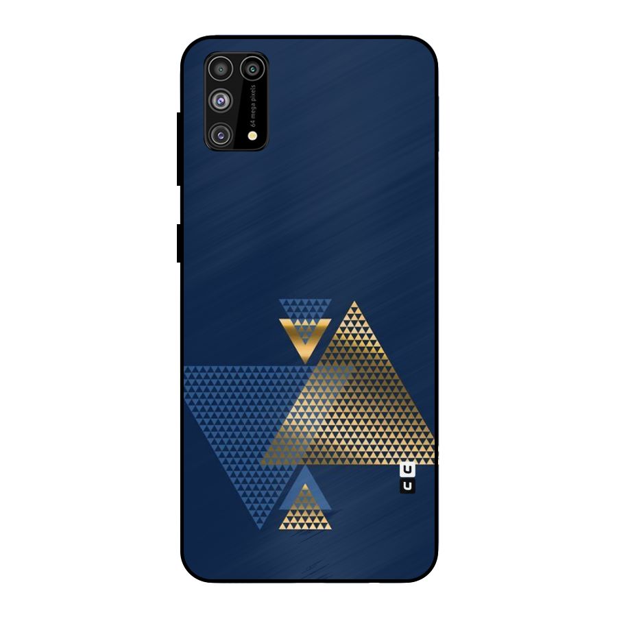 Blue Gold Triangles Metal Back Case for Galaxy M31