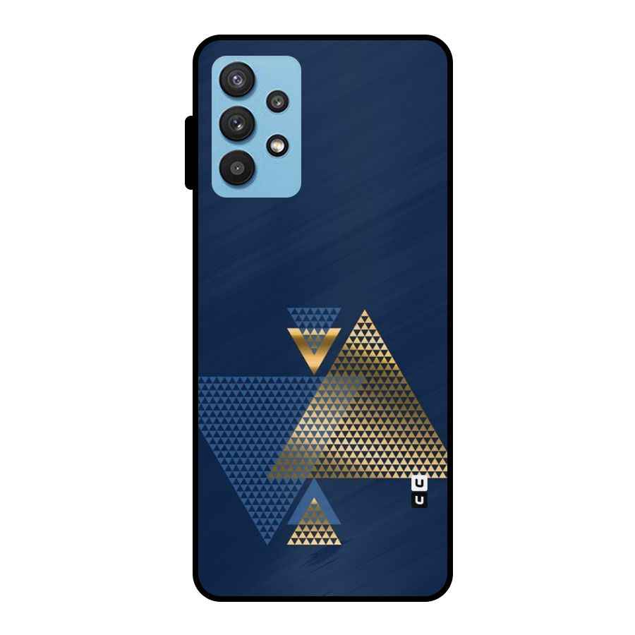 Blue Gold Triangles Metal Back Case for Galaxy M32 5G