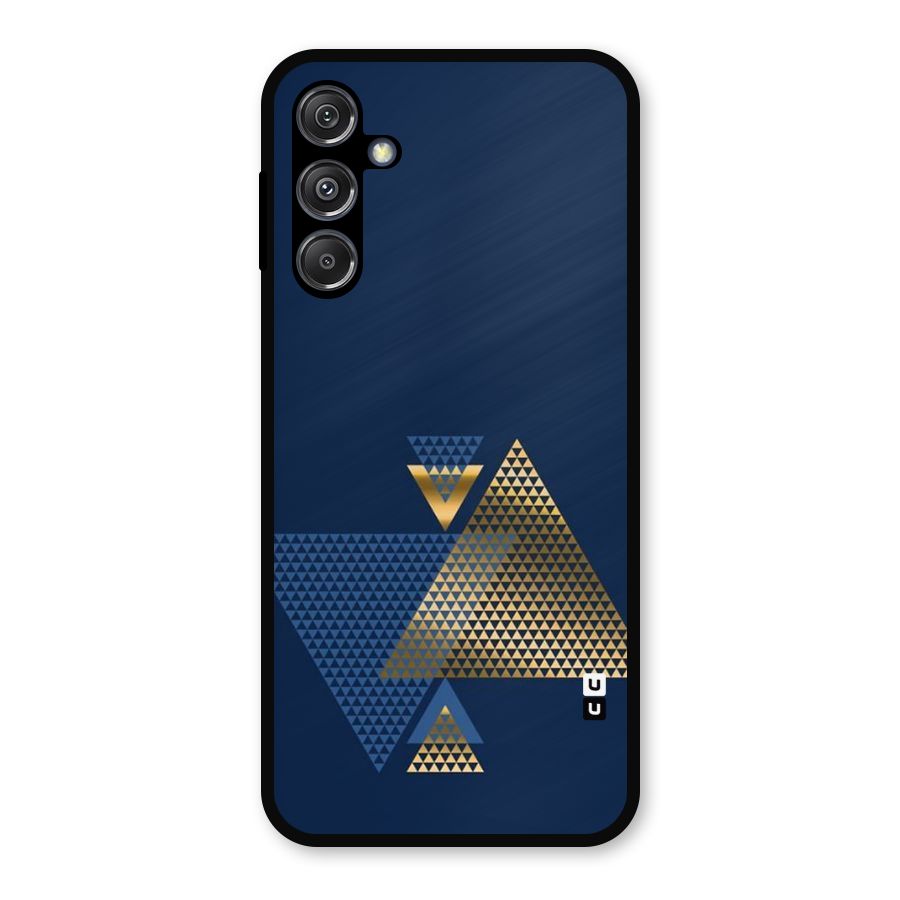 Blue Gold Triangles Metal Back Case for Galaxy M34 5G