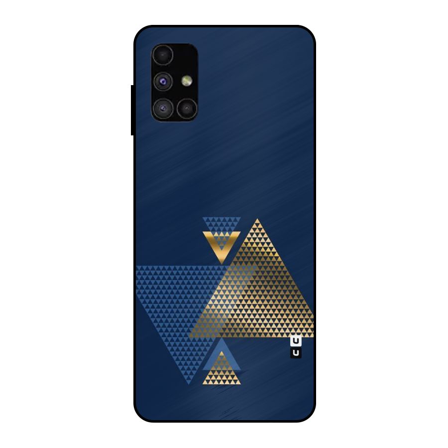 Blue Gold Triangles Metal Back Case for Galaxy M51