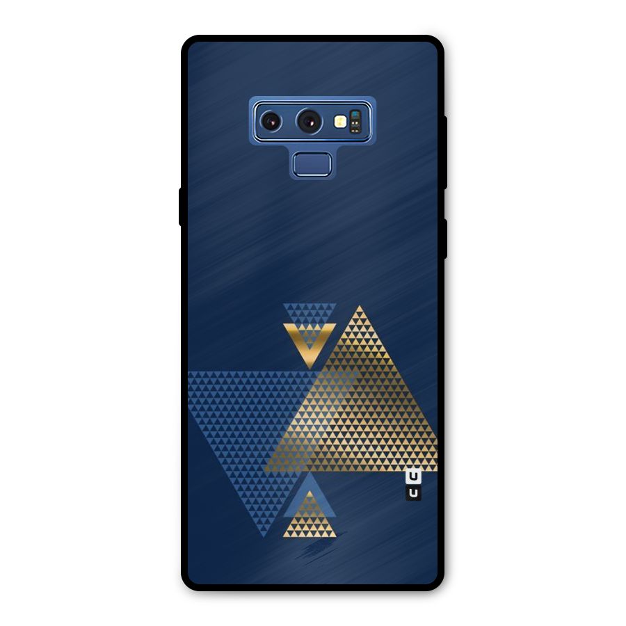 Blue Gold Triangles Metal Back Case for Galaxy Note 9