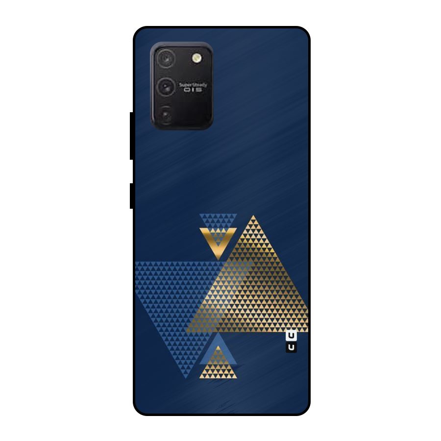 Blue Gold Triangles Metal Back Case for Galaxy S10 Lite