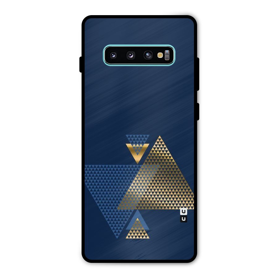 Blue Gold Triangles Metal Back Case for Galaxy S10 Plus