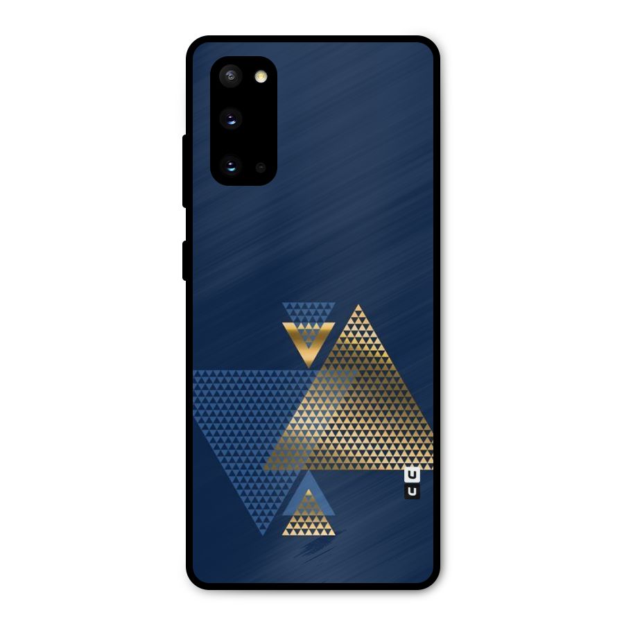 Blue Gold Triangles Metal Back Case for Galaxy S20