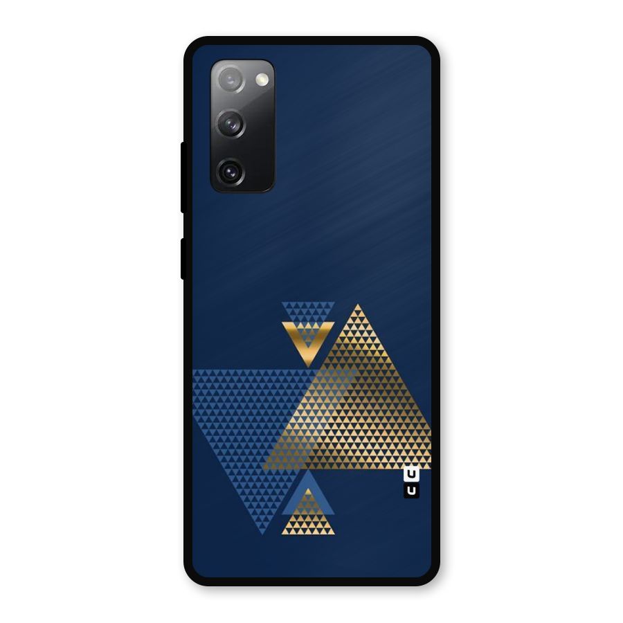 Blue Gold Triangles Metal Back Case for Galaxy S20 FE 5G