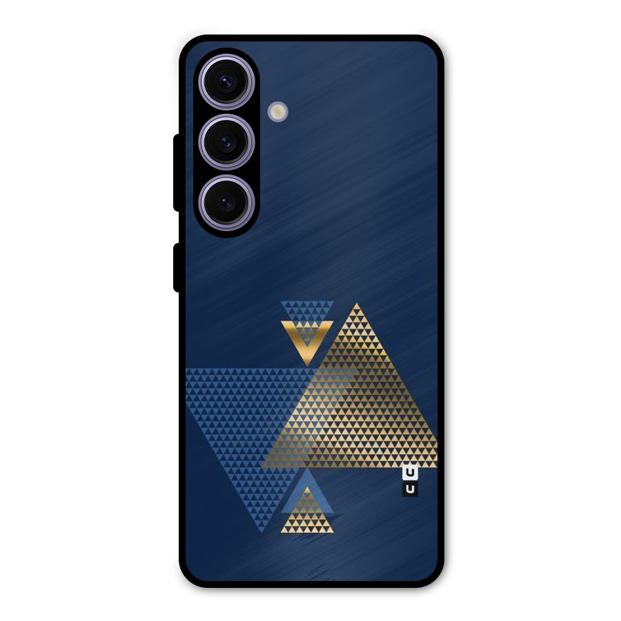 Blue Gold Triangles Metal Back Case for Galaxy S24