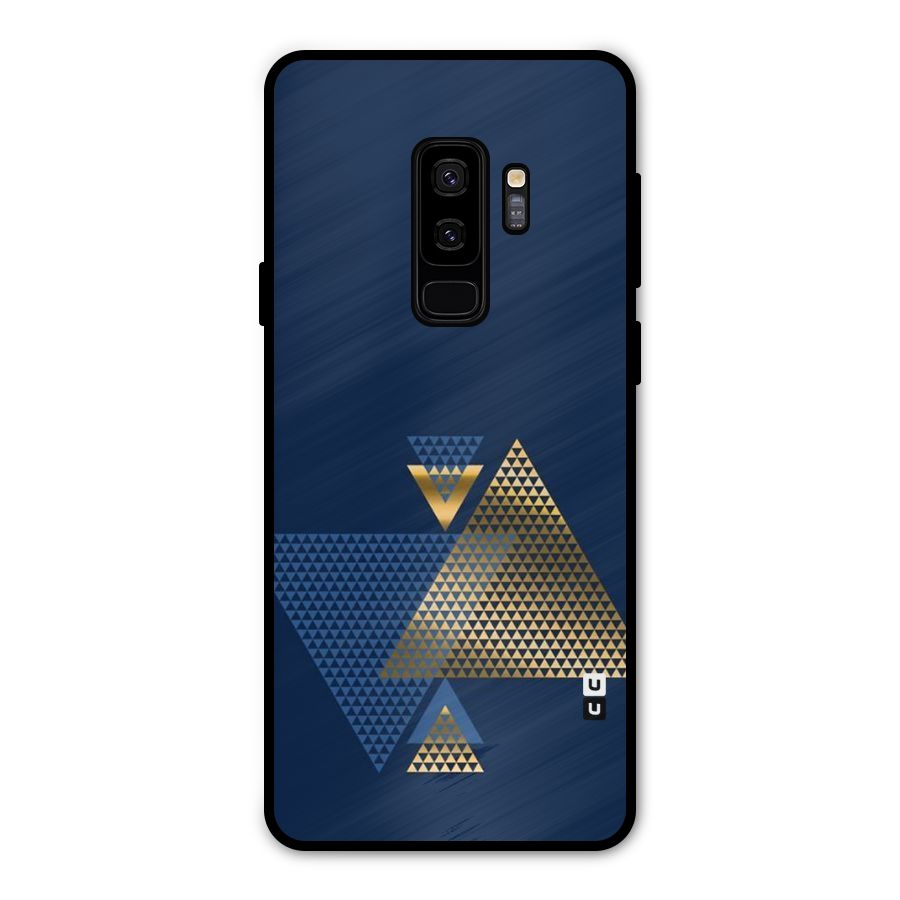 Blue Gold Triangles Metal Back Case for Galaxy S9 Plus