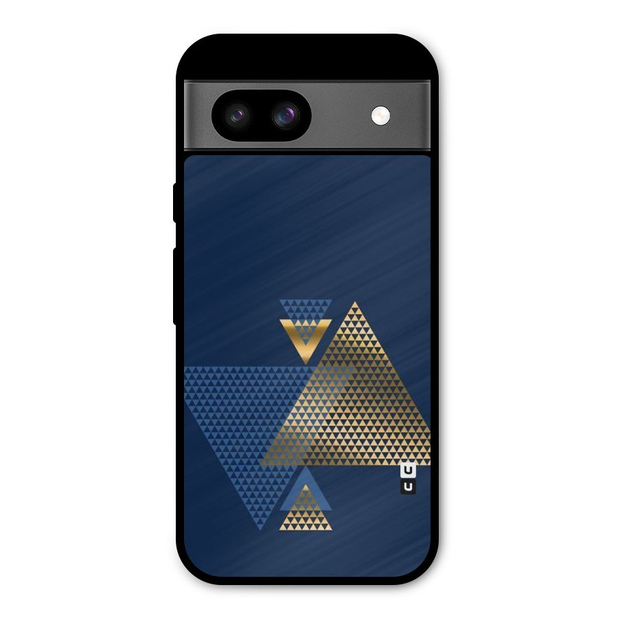 Blue Gold Triangles Metal Back Case for Google Pixel 8a