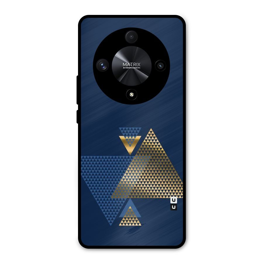 Blue Gold Triangles Metal Back Case for Honor X9b