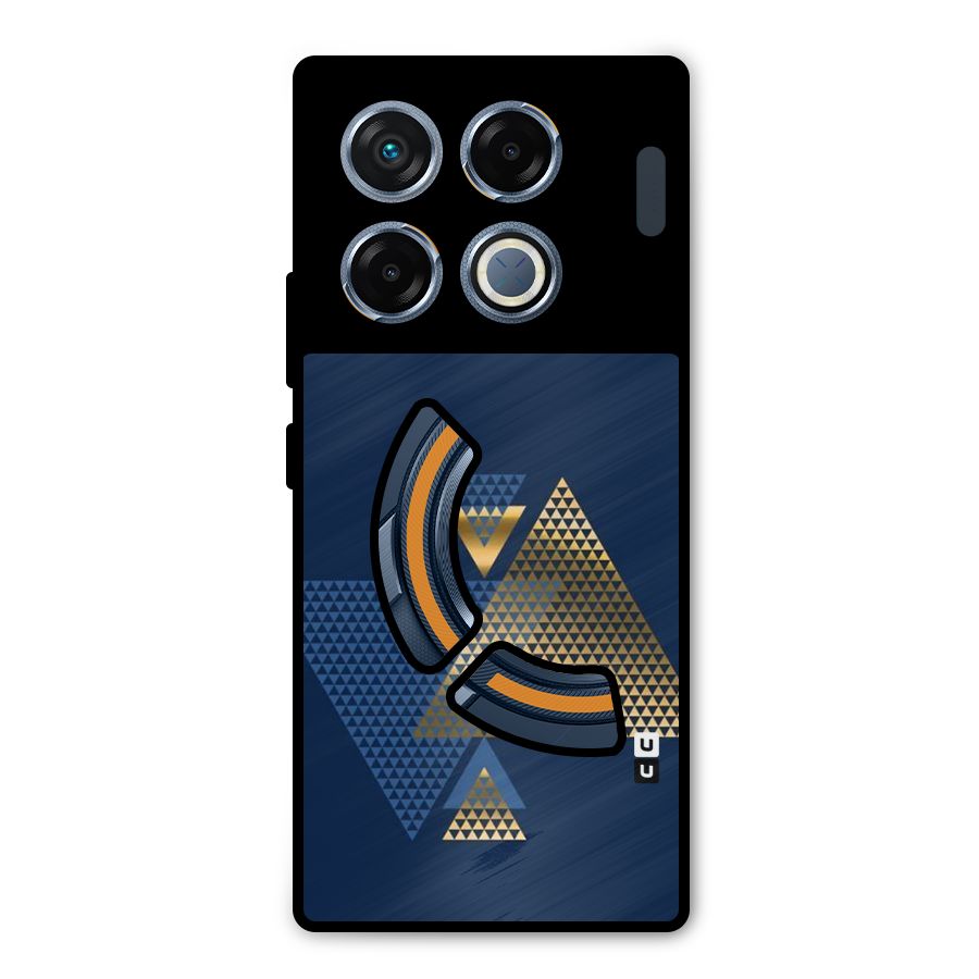 Blue Gold Triangles Metal Back Case for Infinix GT 20 Pro