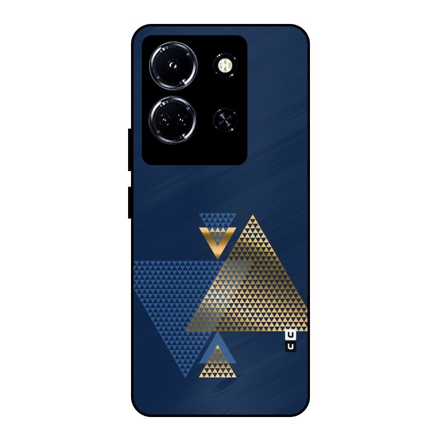 Blue Gold Triangles Metal Back Case for Infinix Note 30 5G