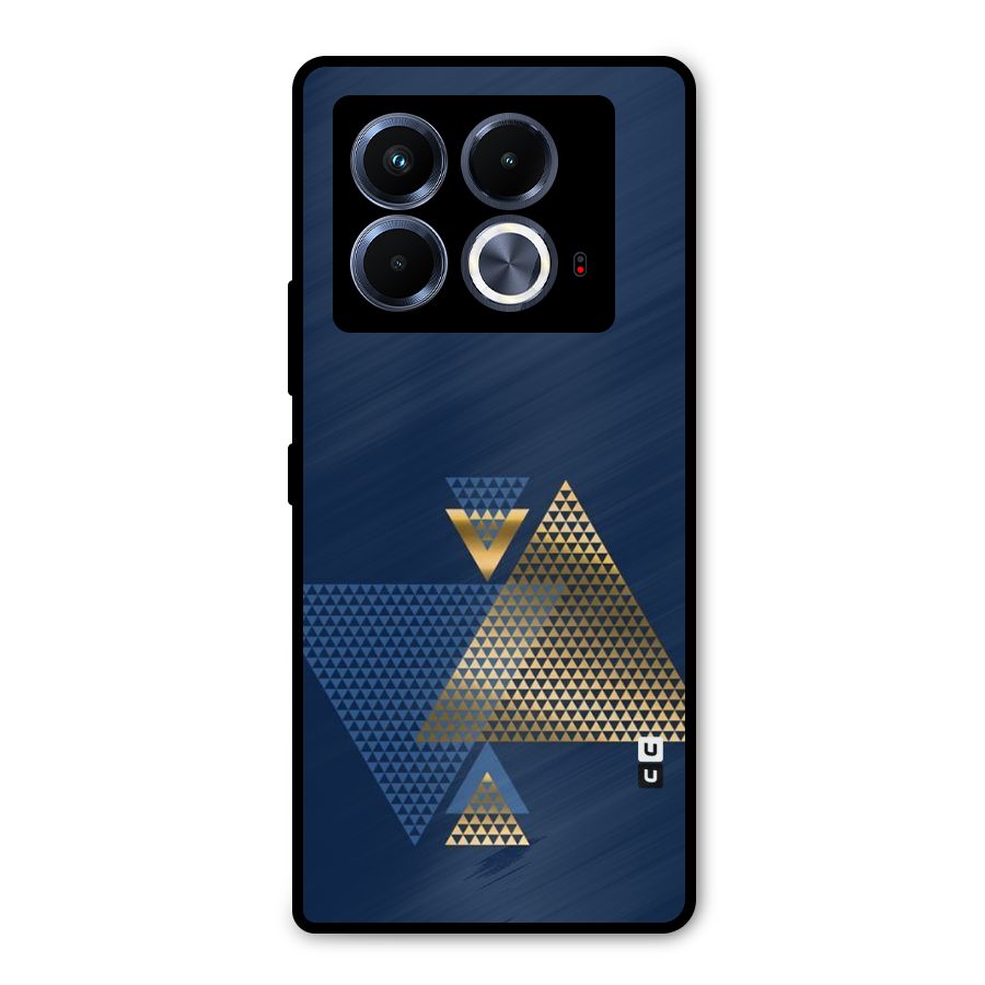Blue Gold Triangles Metal Back Case for Infinix Note 40 5G