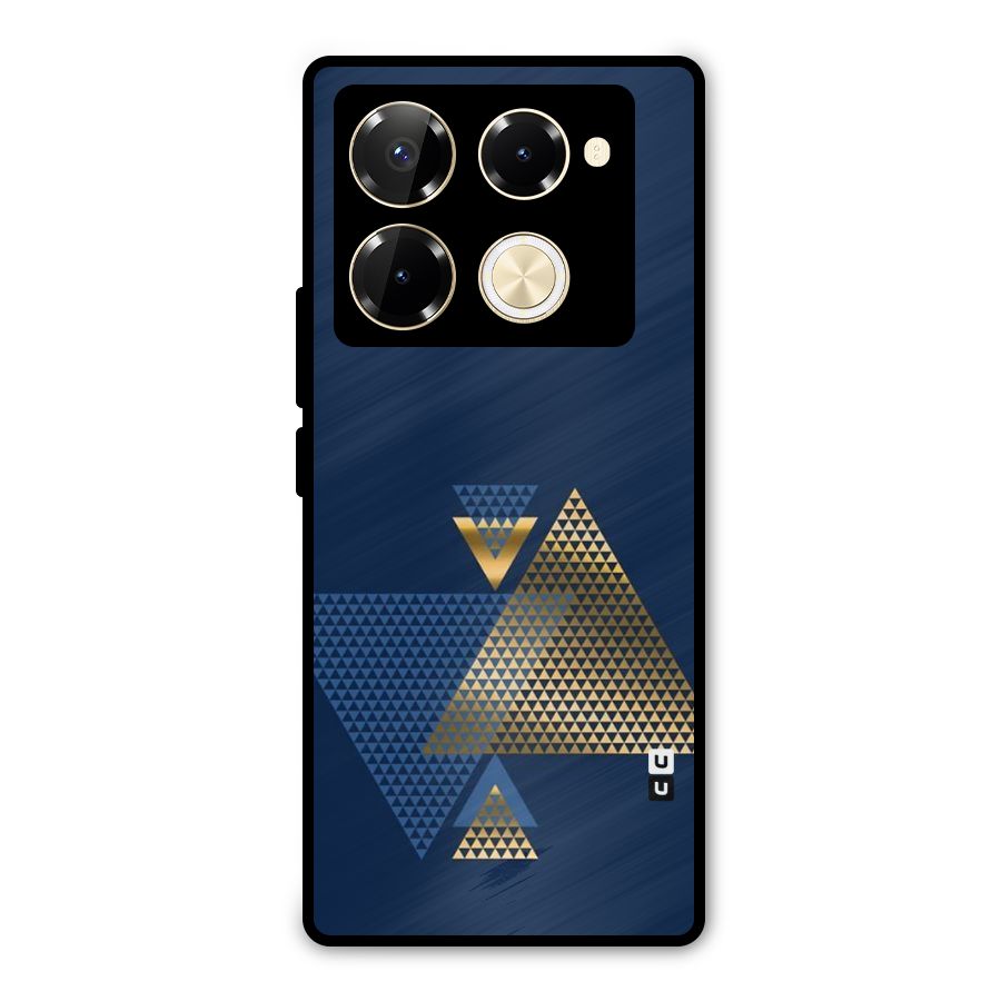 Blue Gold Triangles Metal Back Case for Infinix Note 40 Pro