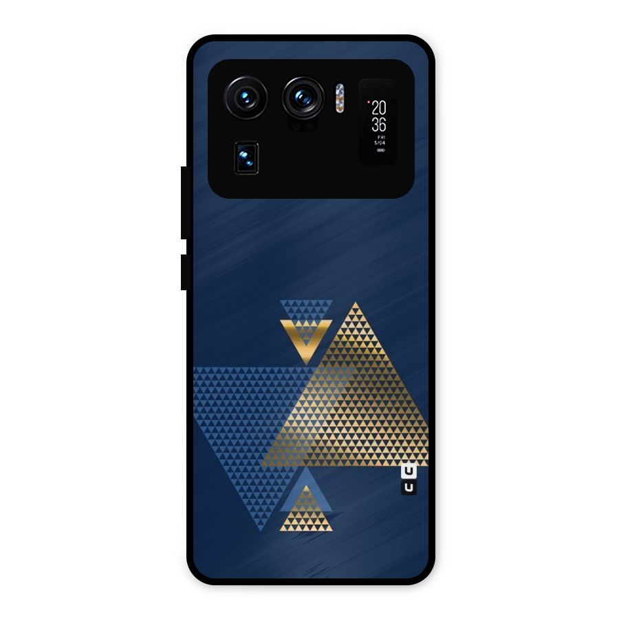 Blue Gold Triangles Metal Back Case for Mi 11 Ultra