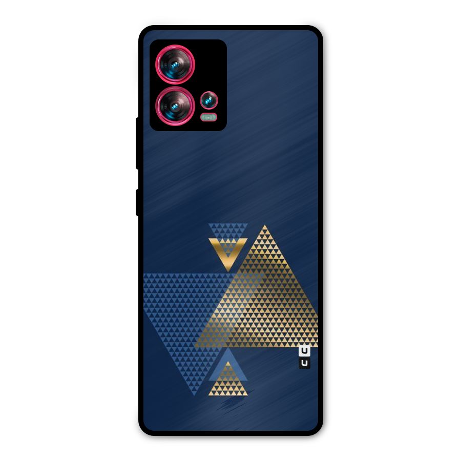 Blue Gold Triangles Metal Back Case for Motorola Edge 30 Fusion