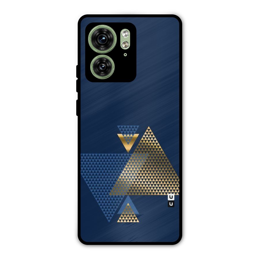 Blue Gold Triangles Metal Back Case for Motorola Edge 40 5G