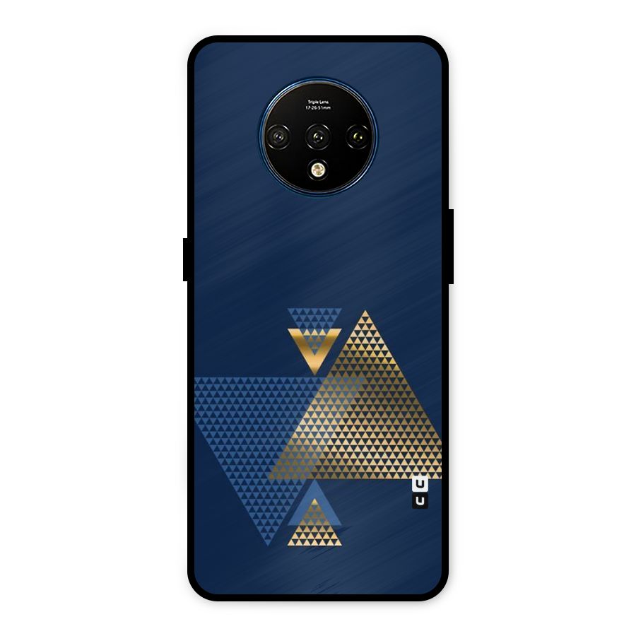 Blue Gold Triangles Metal Back Case for OnePlus 7T