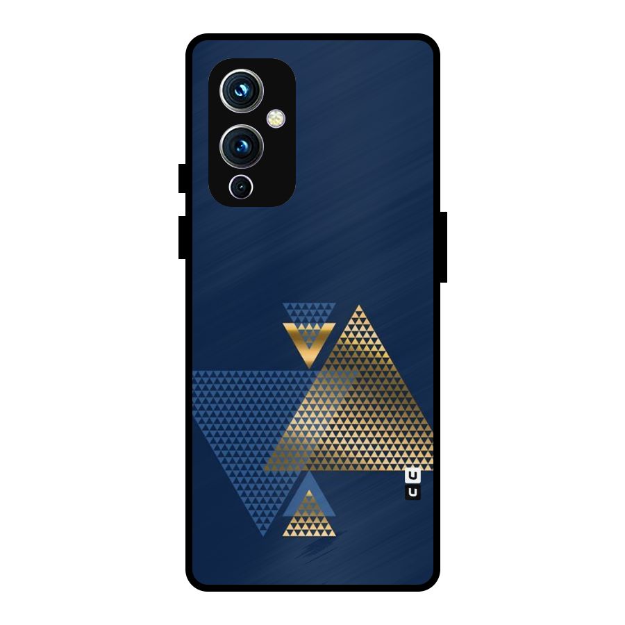 Blue Gold Triangles Metal Back Case for OnePlus 9