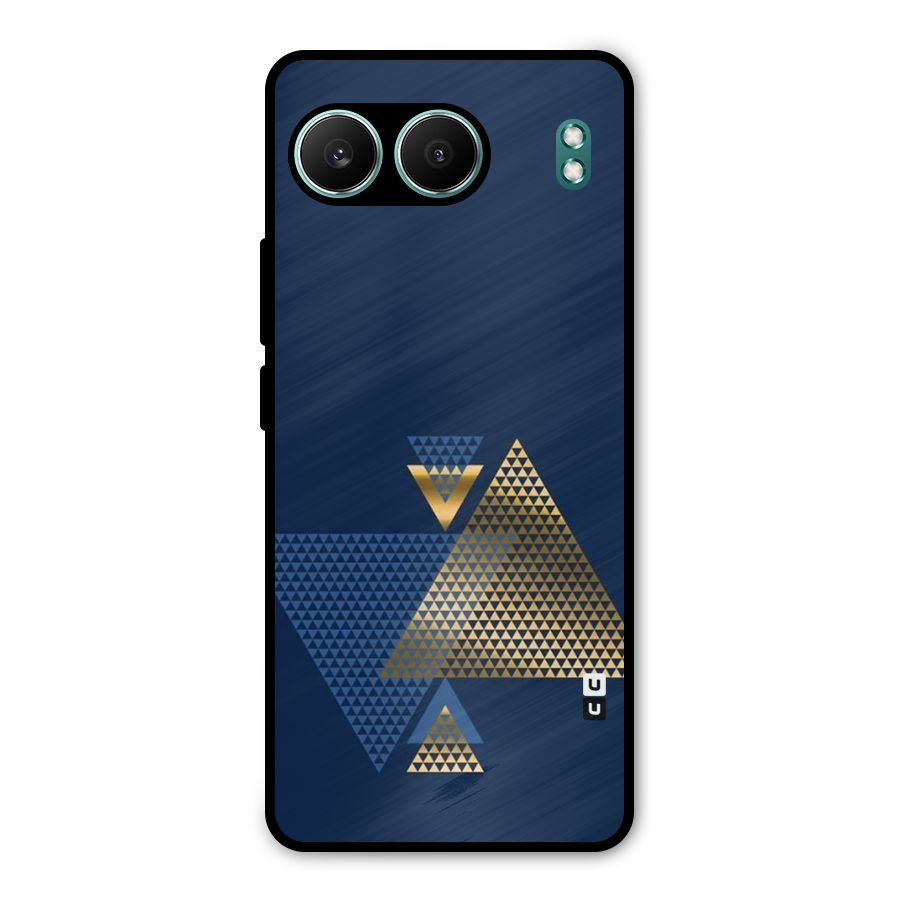 Blue Gold Triangles Metal Back Case for OnePlus Nord 4