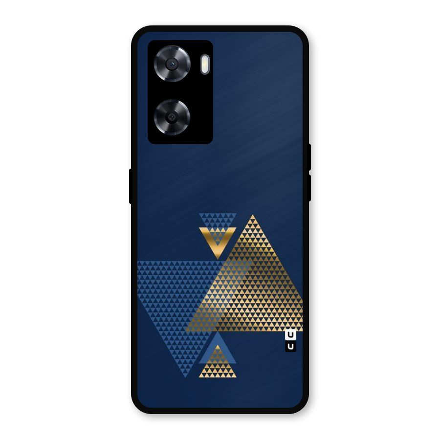 Blue Gold Triangles Metal Back Case for OnePlus Nord N20 SE