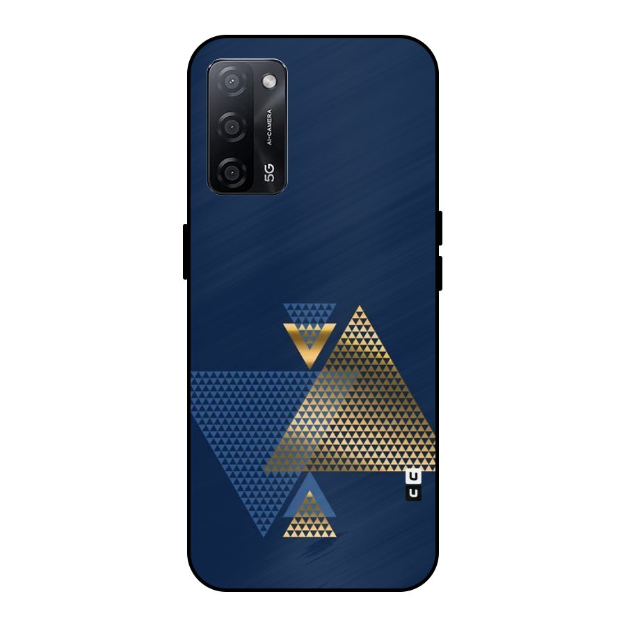 Blue Gold Triangles Metal Back Case for Oppo A53s 5G