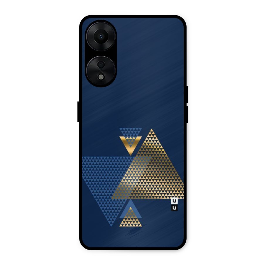 Blue Gold Triangles Metal Back Case for Oppo A78 5G