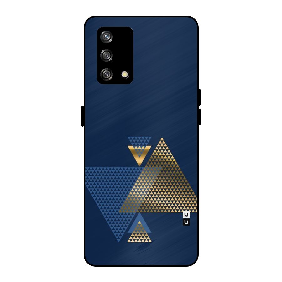 Blue Gold Triangles Metal Back Case for Oppo F19