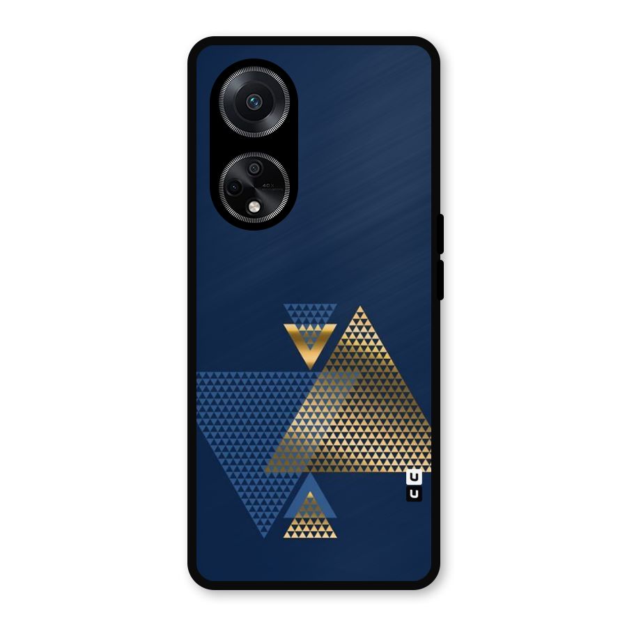 Blue Gold Triangles Metal Back Case for Oppo F23
