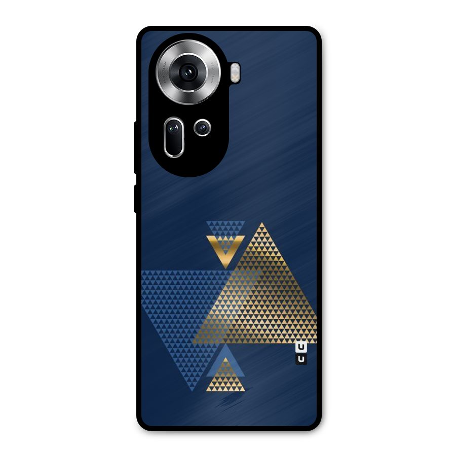Blue Gold Triangles Metal Back Case for Oppo Reno11 5G