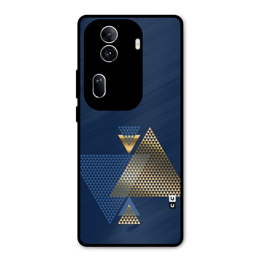 Blue Gold Triangles Metal Back Case for Oppo Reno11 Pro 5G