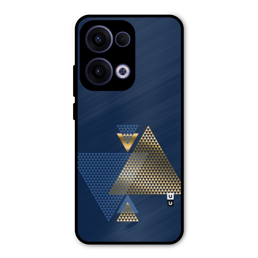 Blue Gold Triangles Metal Back Case for Oppo Reno13