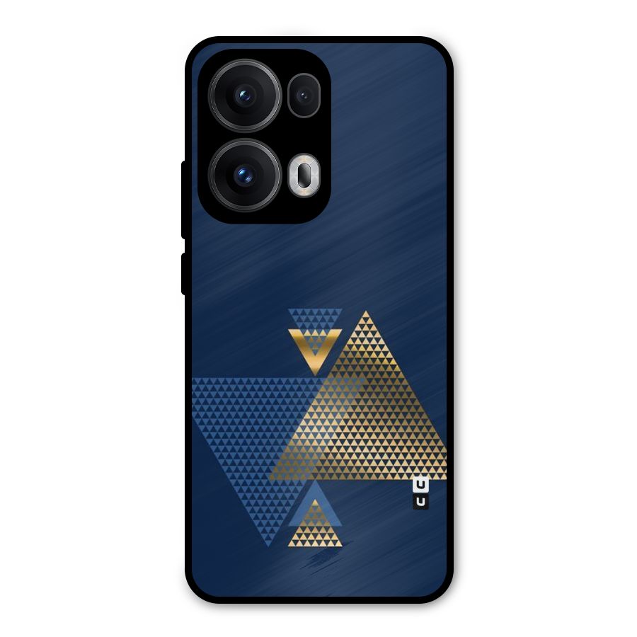Blue Gold Triangles Metal Back Case for Oppo Reno13 Pro