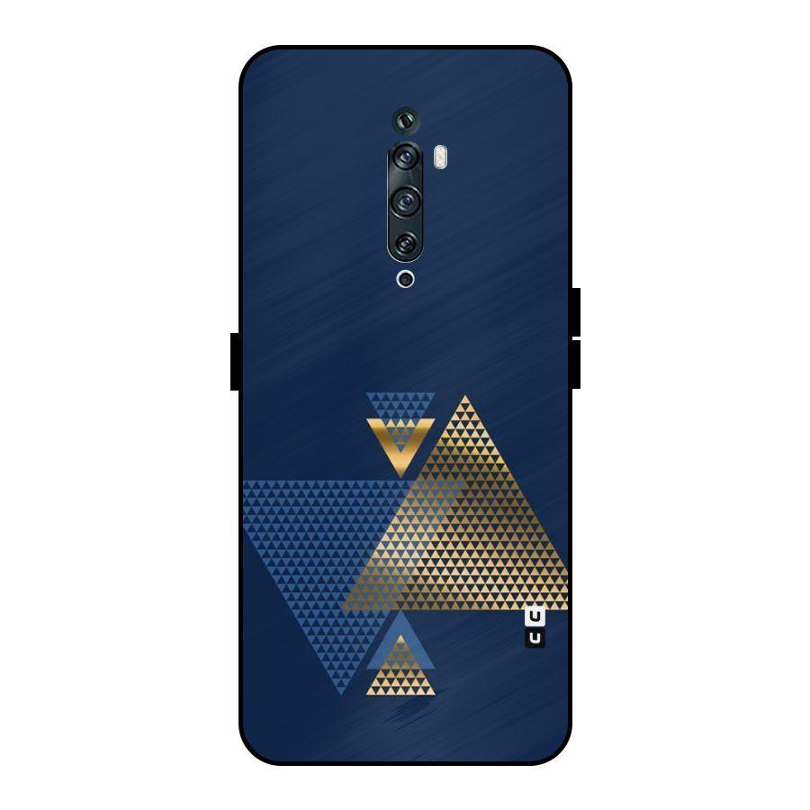 Blue Gold Triangles Metal Back Case for Oppo Reno2 Z