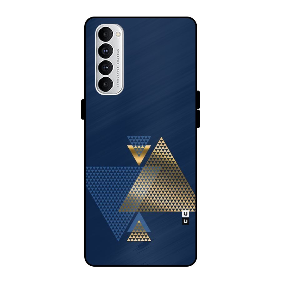 Blue Gold Triangles Metal Back Case for Oppo Reno4 Pro