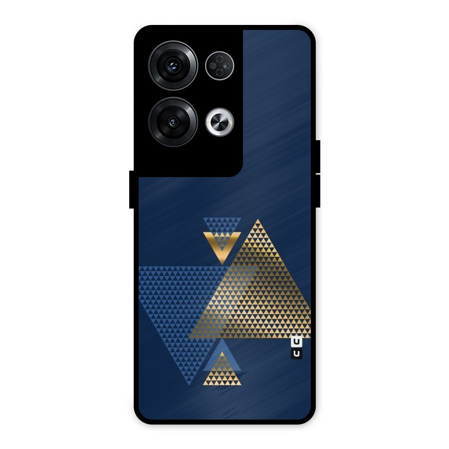 Blue Gold Triangles Metal Back Case for Oppo Reno8 Pro 5G