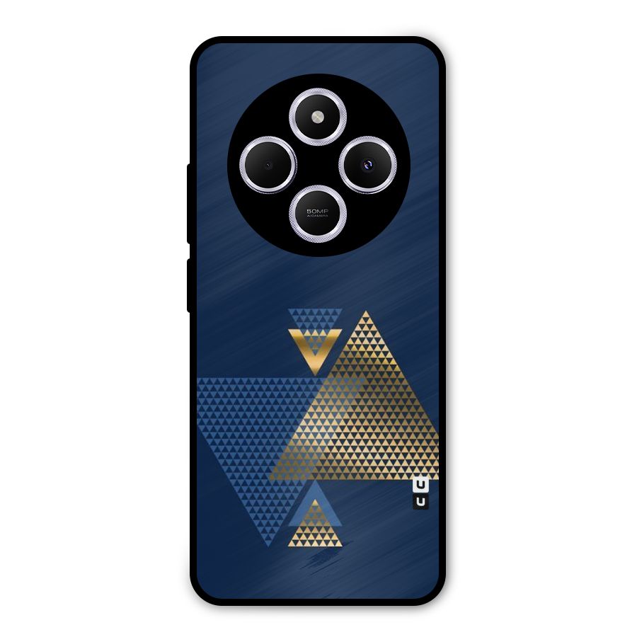 Blue Gold Triangles Metal Back Case for Poco C75 5G