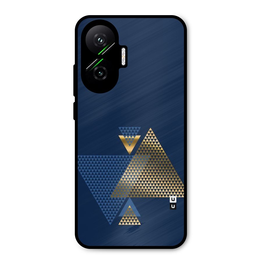 Blue Gold Triangles Metal Back Case for Poco F7