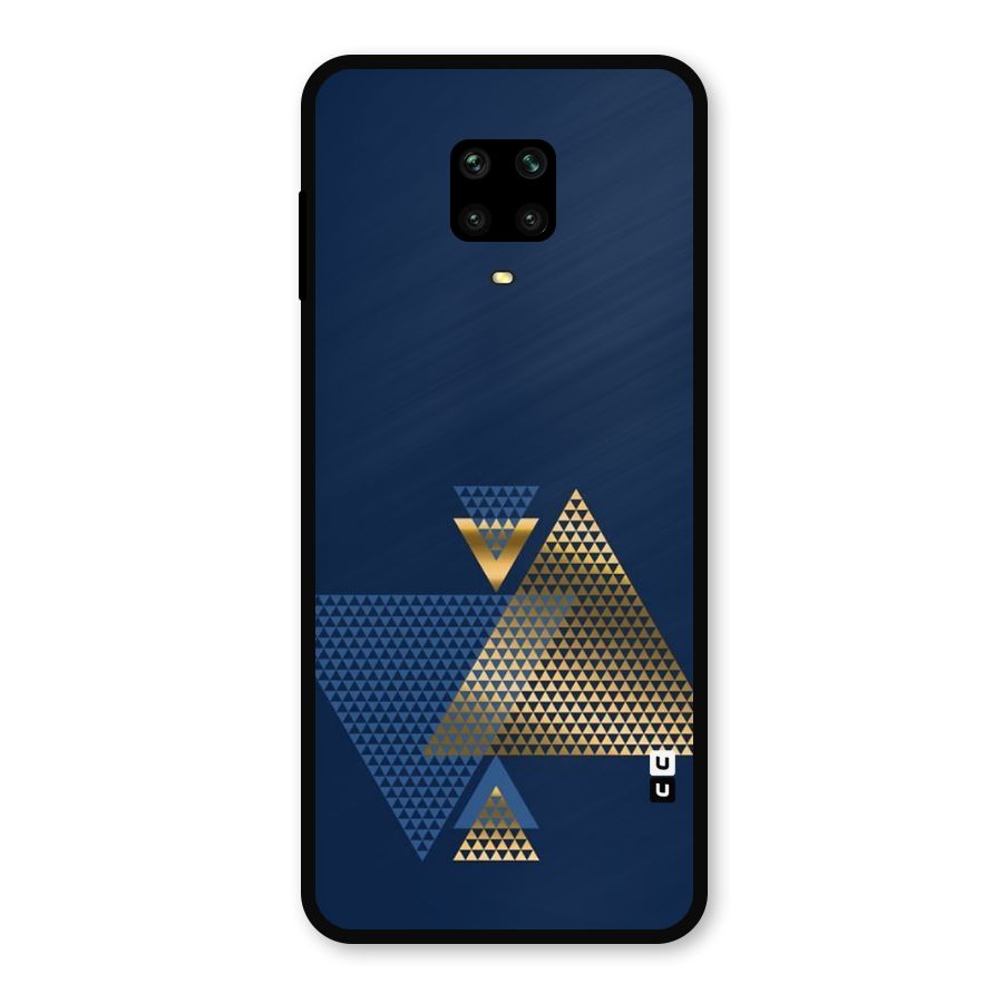 Blue Gold Triangles Metal Back Case for Poco M2 Pro