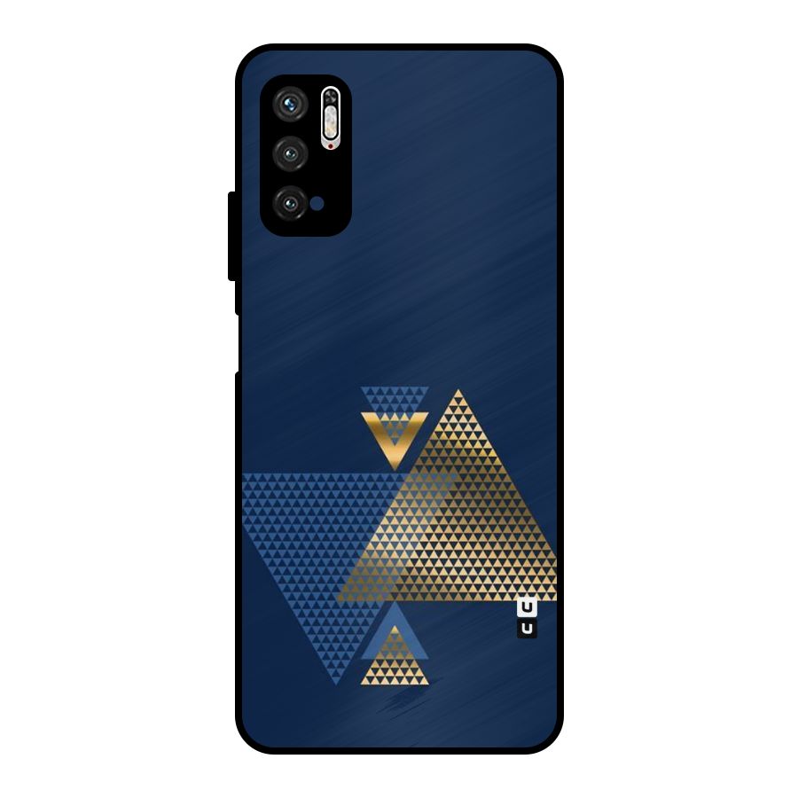 Blue Gold Triangles Metal Back Case for Poco M3 Pro 5G