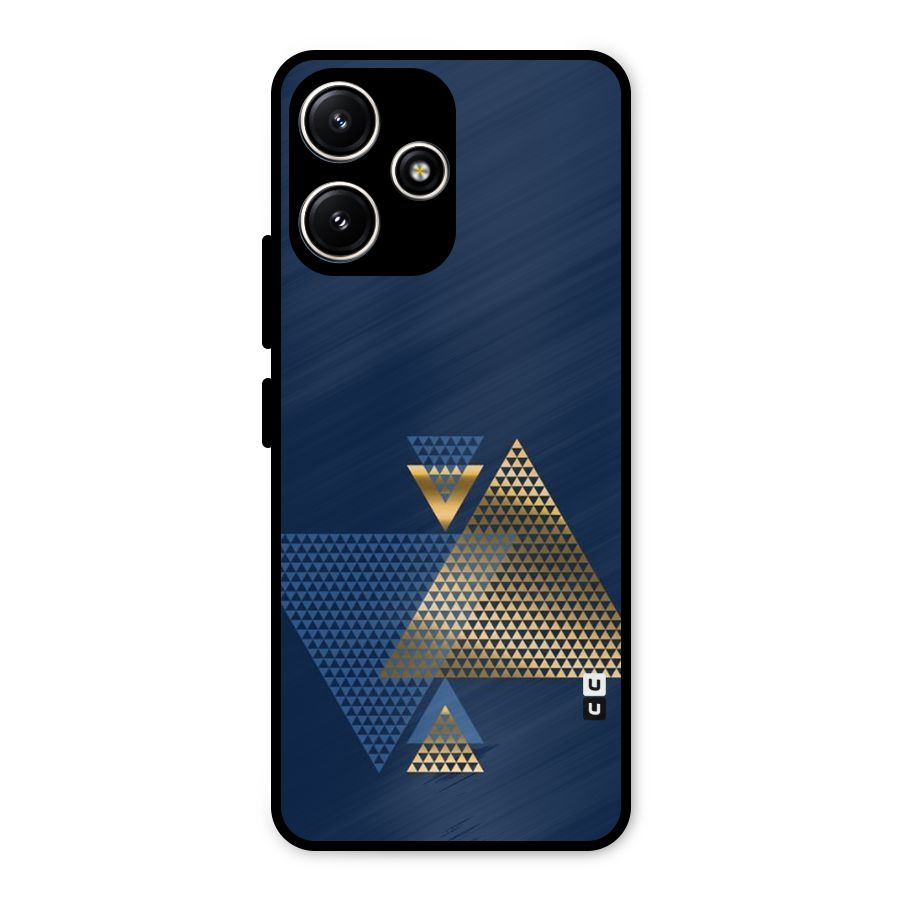 Blue Gold Triangles Metal Back Case for Poco M6 Pro