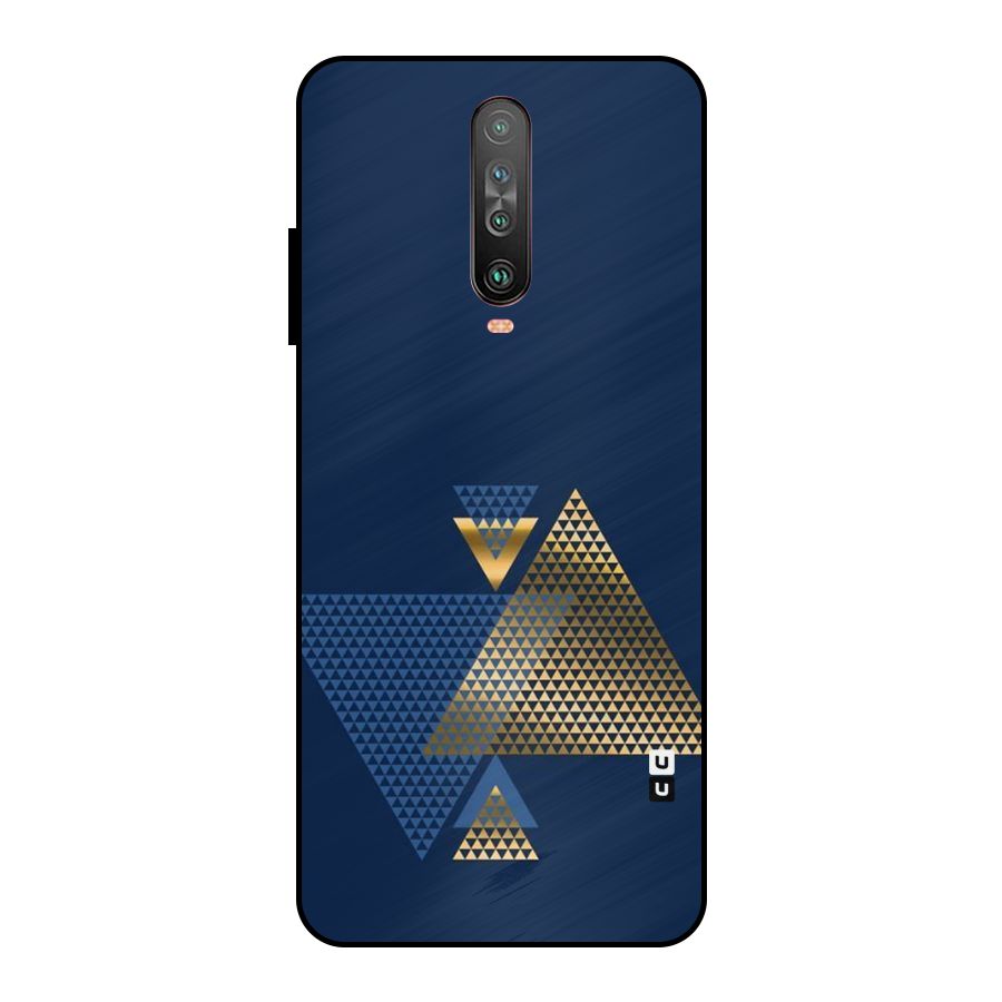 Blue Gold Triangles Metal Back Case for Poco X2