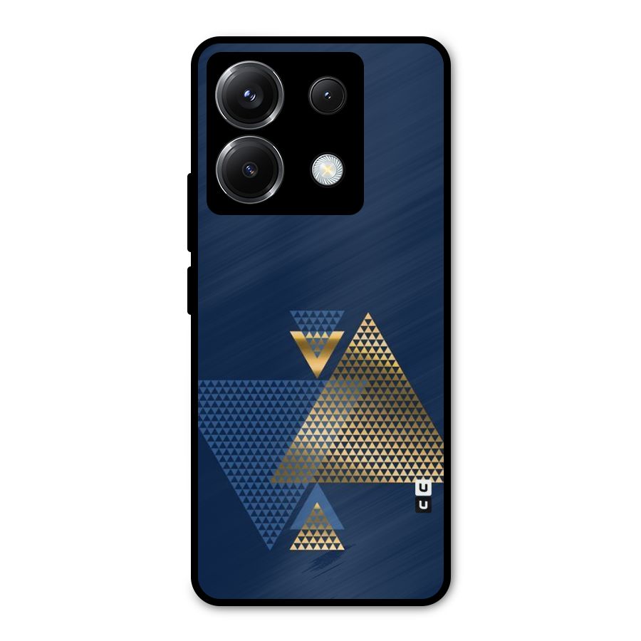 Blue Gold Triangles Metal Back Case for Poco X6