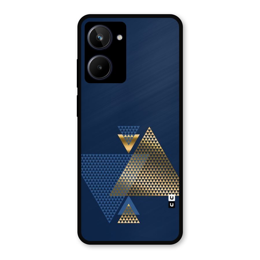 Blue Gold Triangles Metal Back Case for Realme 10