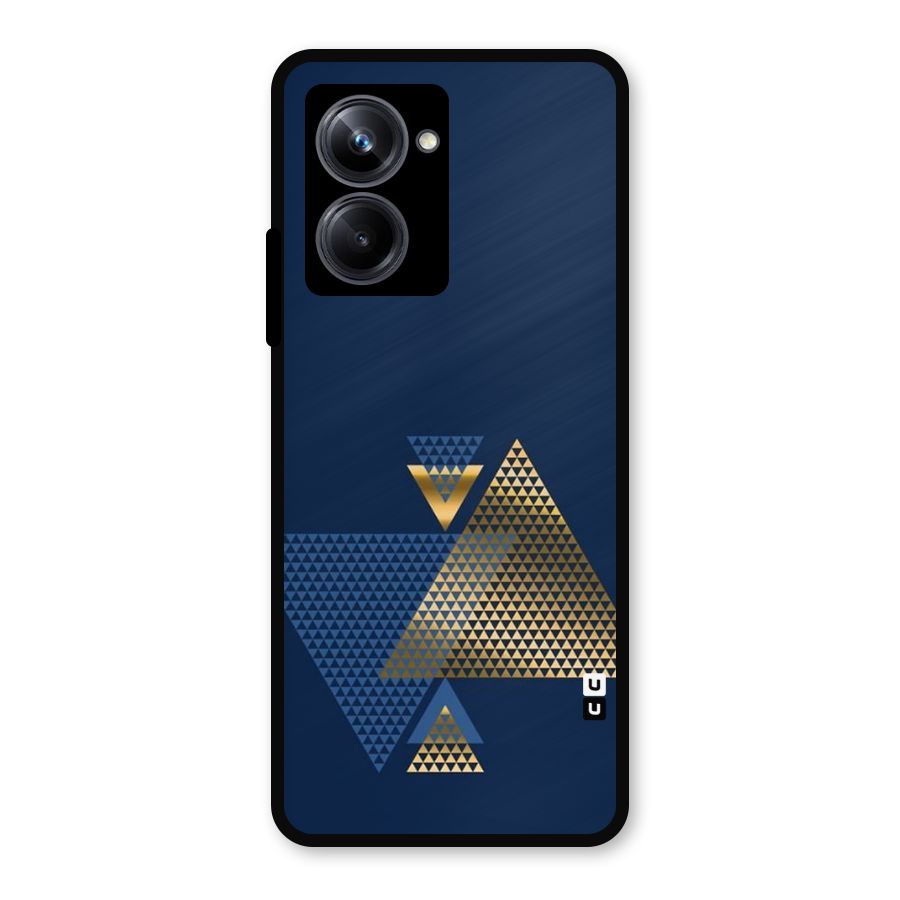 Blue Gold Triangles Metal Back Case for Realme 10 Pro