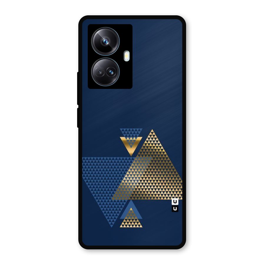 Blue Gold Triangles Metal Back Case for Realme 10 Pro Plus